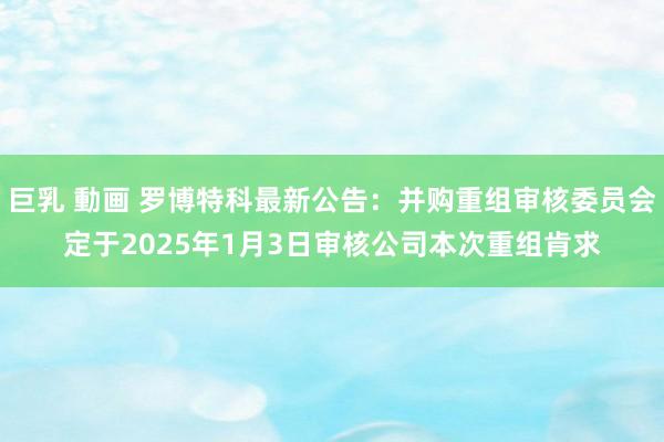 巨乳 動画 罗博特科最新公告：并购重组审核委员会定于2025年1月3日审核公司本次重组肯求