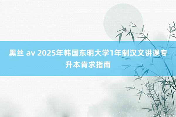 黑丝 av 2025年韩国东明大学1年制汉文讲课专升本肯求指南