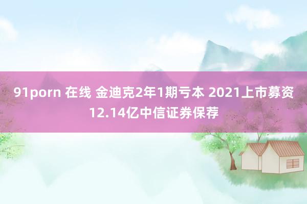91porn 在线 金迪克2年1期亏本 2021上市募资12.14亿中信证券保荐